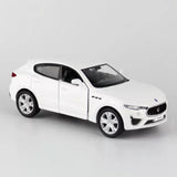 1/36 scale Maserati Levante GTS diecast model car, white with open driver door