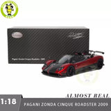 1:18 scale diecast Pagani Zonda Cinque Roadster model car, red with black details