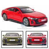 Red Audi RS e-tron GT 1:36 alloy diecast model car, front 3/4 view