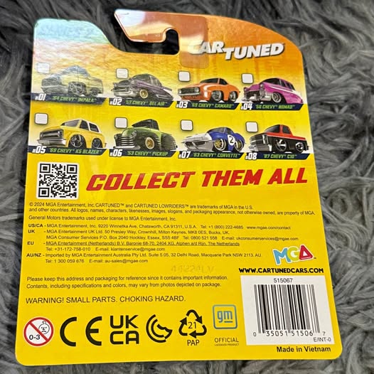 CarTuned Series 2 diecast car display box, yellow packaging with multiple car graphics