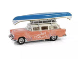 1955 classic car diecast model, orange body with chrome trim and Smokey Bear graphics