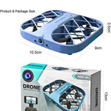 Mini quadcopter drone with camera, light blue and white with four propellers