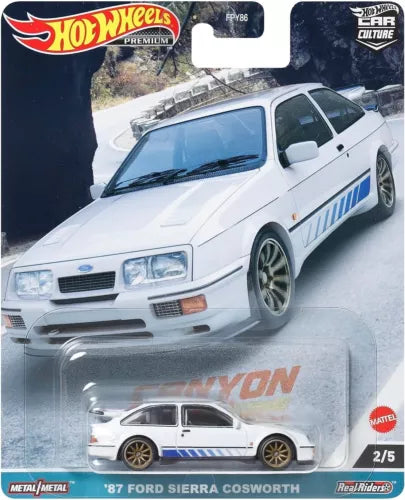 1:64 diecast toy car, white with blue racing stripe and gray wheels