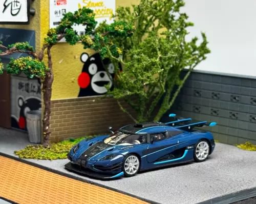 1:64 scale blue super racing diecast model car with front and side view