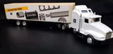 White diecast semi truck with detailed cab and Parts Express trailer, multi-axle wheels