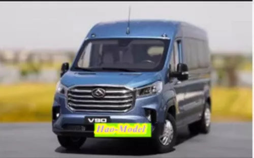 1:18 scale blue diecast van model with front grille and headlights
