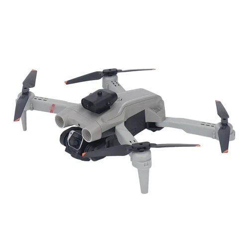 Foldable quadcopter drone with four propellers and mounted camera