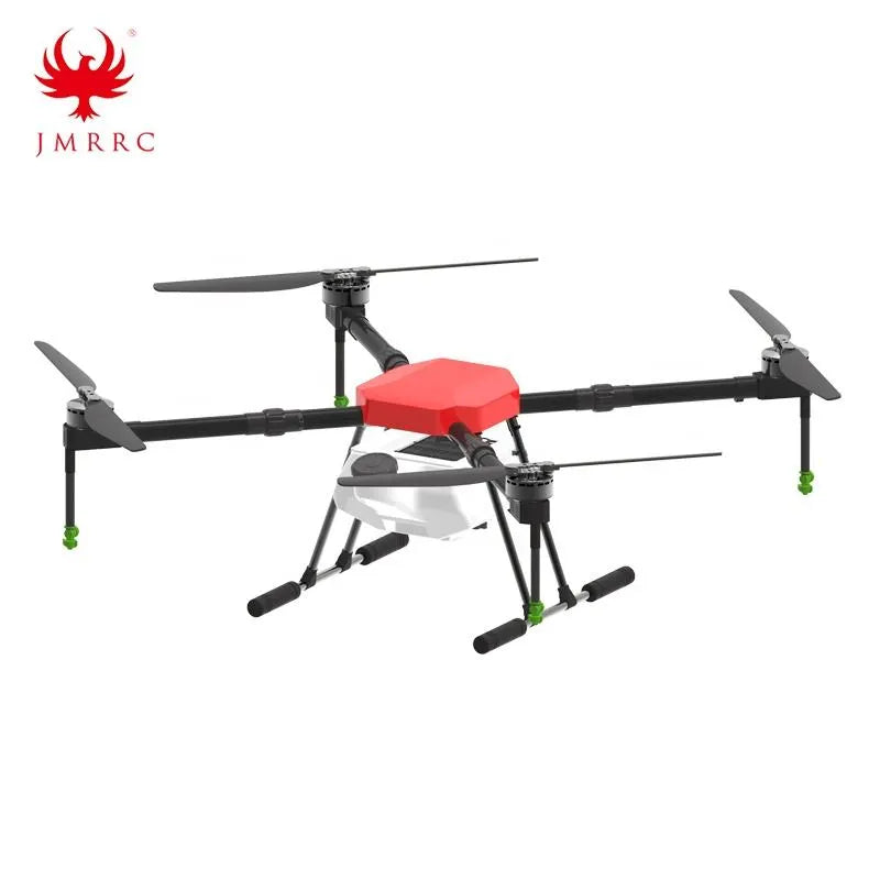 4-axis agricultural spraying drone with red pump housing and four rotors