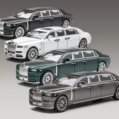 Diecast model car set of four Phantom sedans in dark, white, green, gray