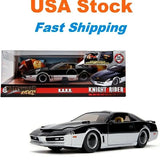 Black and white diecast sports car with hood stripes, front grille and wheels