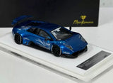 Blue LP670-4 Murcielago diecast resin model car with open details, side view