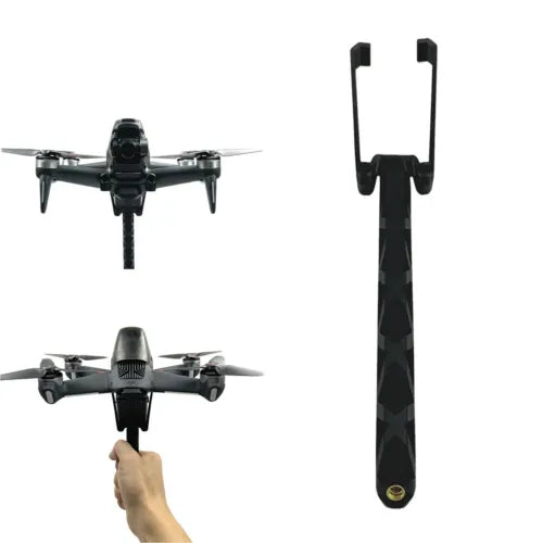Black long landing gear holder bracket for DJI FPV drone, with two prongs