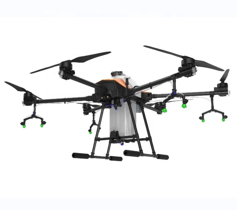Agricultural sprayer drone with four rotors and spraying boom