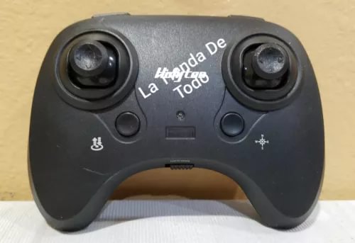Black drone remote controller with two joysticks and front buttons, 'La Toda' logo