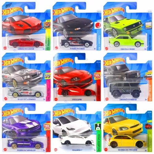 Hot Wheels diecast model car toy set in blister packs, assorted vehicles