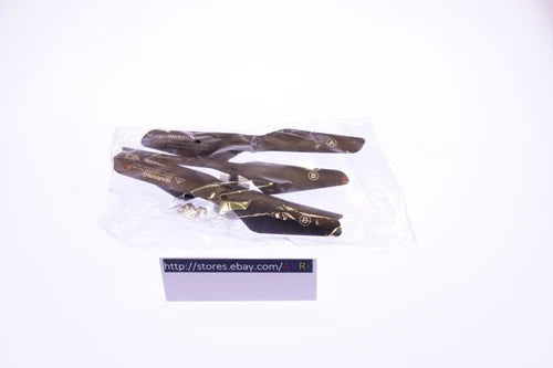 Drone frame with two propeller arms in clear plastic bag