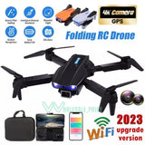 Black folding quadcopter drone with 4K camera, GPS and WiFi, with controller and case
