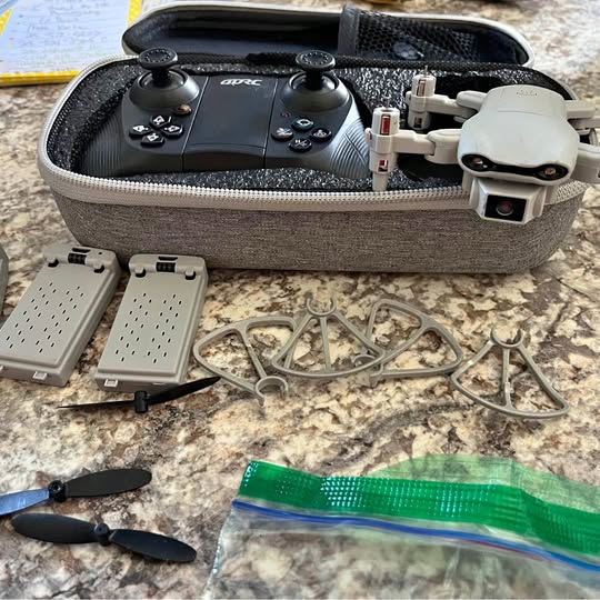 Drone remote control with carrying case, controller and drone parts