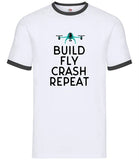 Build, Fly, Crash, Repeat - Mens Ringer - Drone Love Flying Equipment Pilot Drone