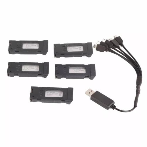 Drone lithium battery packs with 5-in-1 charger cable and USB connector