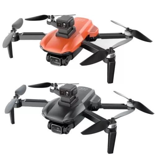 4K GPS FPV dual-camera drone with orange and gray bodies, four propellers, camera gimbal