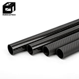 Carbon fiber tubes with twill weave, black cylindrical rods with open ends