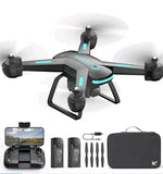 Zuhafa JY03 drone with blue LED lights, four rotors, and included controller bag