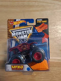 Hot Wheels MAX-D diecast monster truck with orange stunt ramp