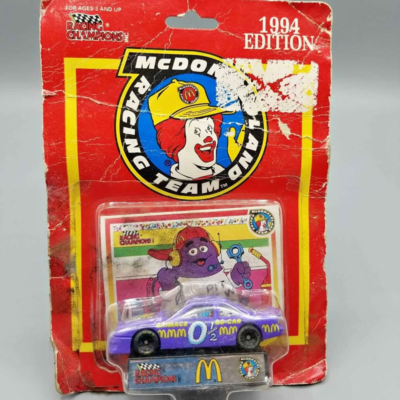 Vintage McDonald's diecast toy car in blister pack, 1994 Edition themed