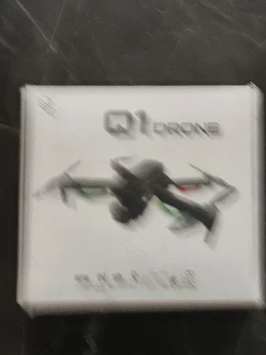 Foldable quadcopter drone box with illustrated drone and logo, for parts