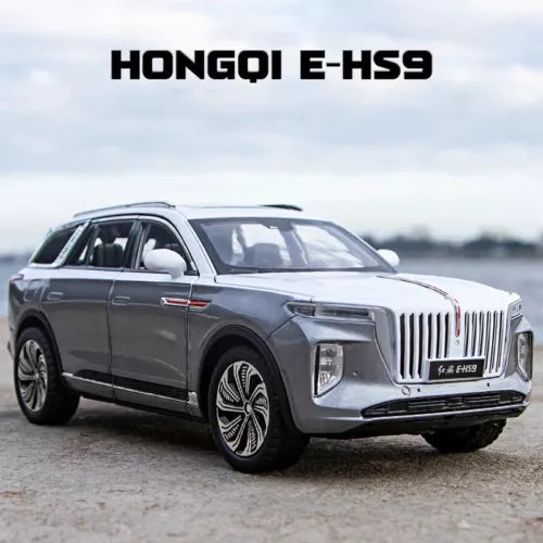 1:24 diecast alloy SUV toy car, gray, front three-quarter view with grille and lights