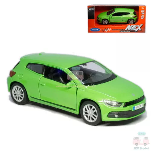 Green VW Scirocco coupe diecast model car, front three-quarter view