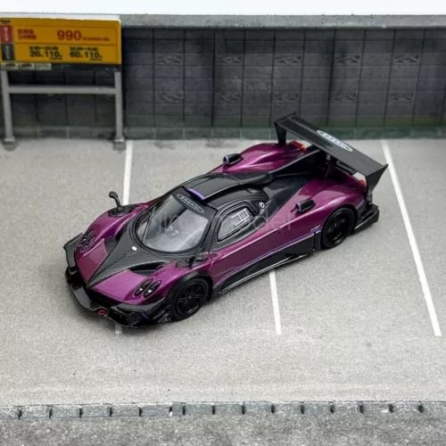 Purple 1:64 scale diecast racing sports car model with black details