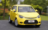 1/20 scale yellow MG3 diecast car model, front view with chrome grille