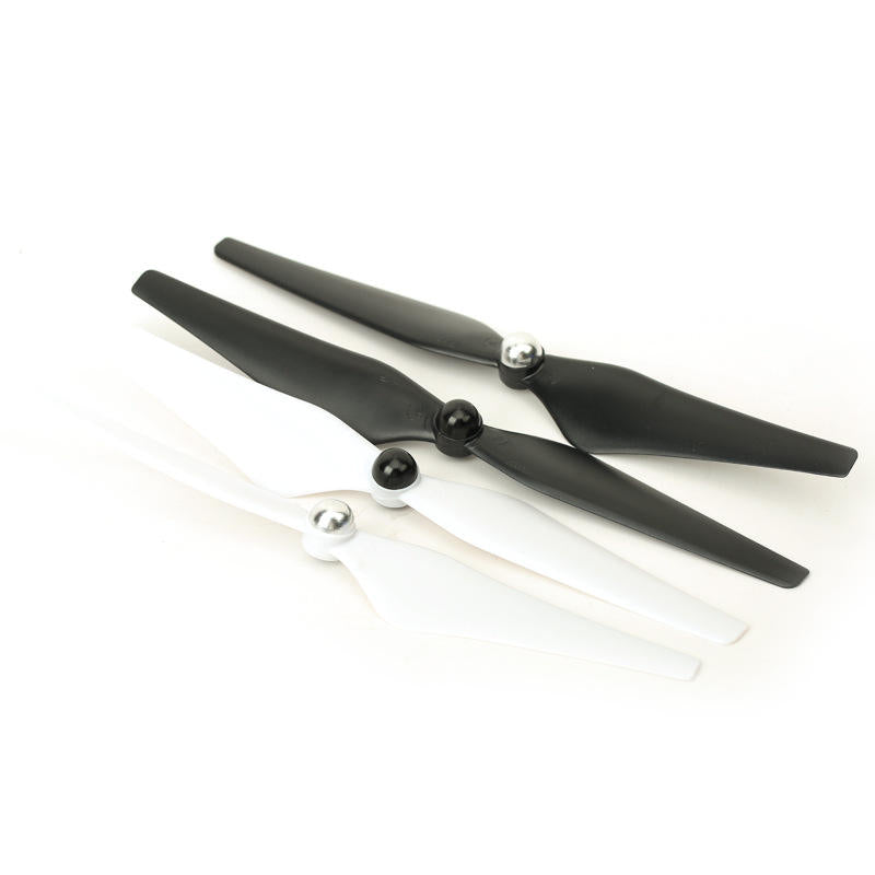 Self-locking drone propeller, black and white two-blade set with metal hub screws