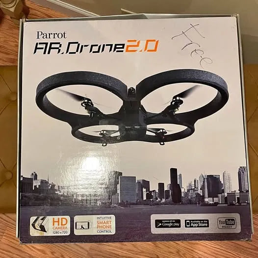 Quadcopter drone box, Parrot AR.Drone 2.0 with printed drone illustration