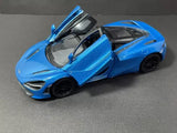 New Kinsmart McLaren 720S Diecast Car Blue/Black Carbon Working Doors Toy