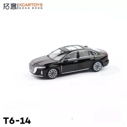 XCARTOYS HongQi H5 2023 black diecast car model, front 3/4 view