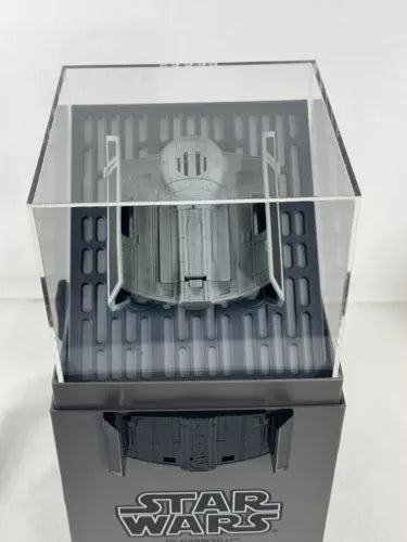 High-performance Star Wars battling drone in open display box, gray body visible