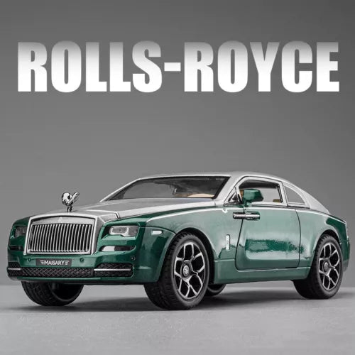 1:24 diecast alloy car model, green luxury coupe with chrome grille and headlights