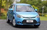 1/20 scale blue MG3 diecast car model, front three-quarter view with grille and headlights
