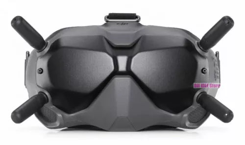 DJI FPV V2 goggles with dual side antennas, dark faceplate and gray housing