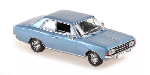 1966 Opel Rekord C blue metallic diecast model car, 1:43 scale, front-left view