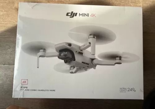 DJI Mini 4K drone retail box with drone illustration