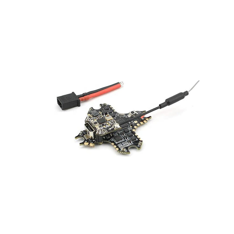 Flight controller PCB with soldered components and wires, for RC drone simulator