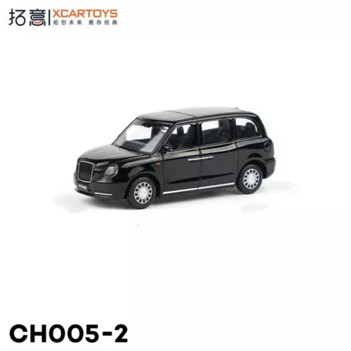 Black 1/64 diecast car model in front three-quarter view, with detailed grille