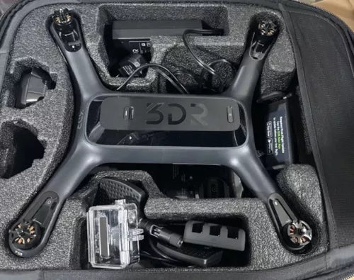 3DR Solo quadcopter drone body in foam case with mount and controller