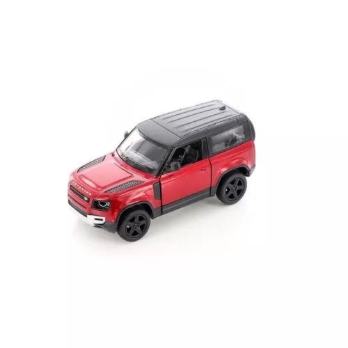 Kinsmart Land Rover Defender 90 diecast model toy car, red with black hood, 1:36