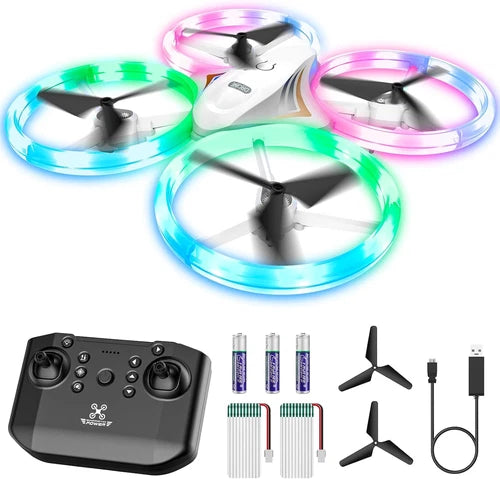 Mini RC quadcopter with multicolor LED light rings and remote control kit