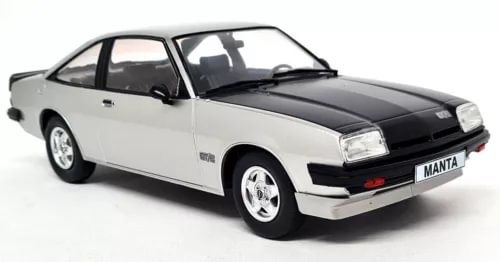 Silver Opel Manta GT/E 1980 diecast model car with black hood stripe